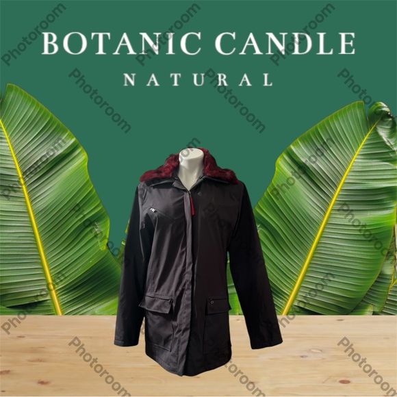 Women’s Black Jacket with Red Fur Collar - Picture 3 of 14